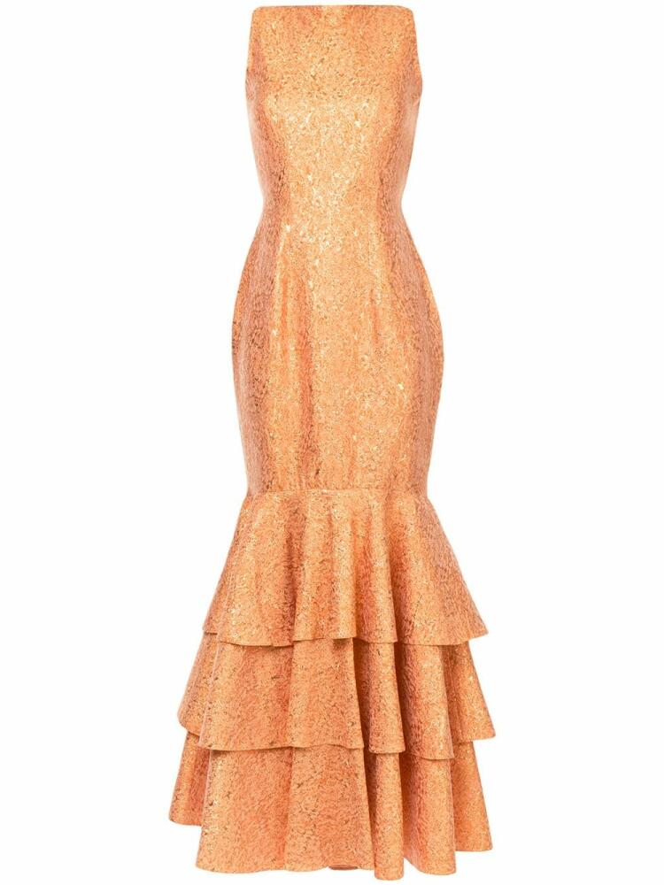 Bambah double ruffle gown - Yellow Cover