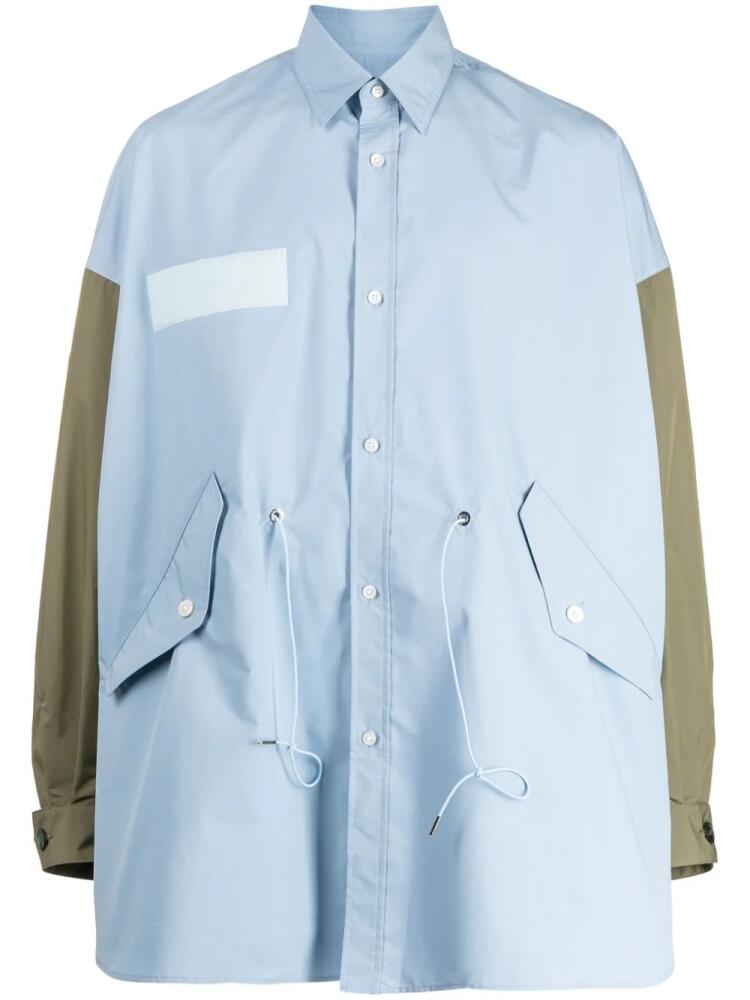 Fumito Ganryu two-tone drawstring-waist shirt - Blue Cover