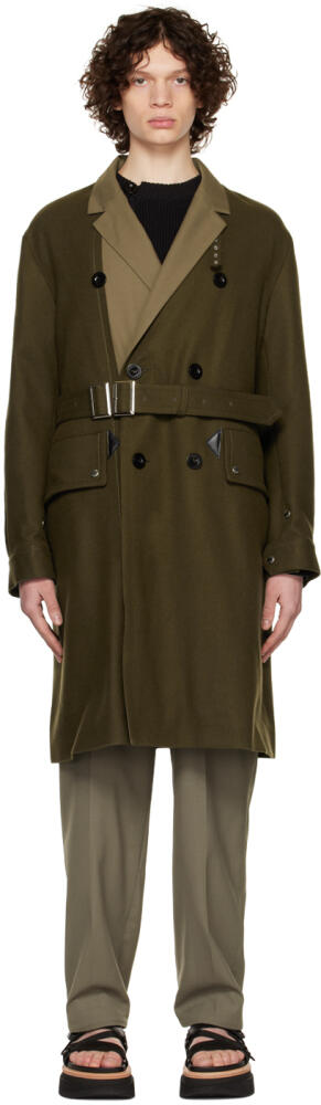 sacai Khaki Belted Coat Cover