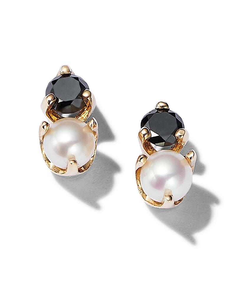 Zoe Chicco 14K Yellow Gold Cultured Freshwater Pearl & Black Diamond Stud Earrings - 150th Anniversary Exclusive Cover