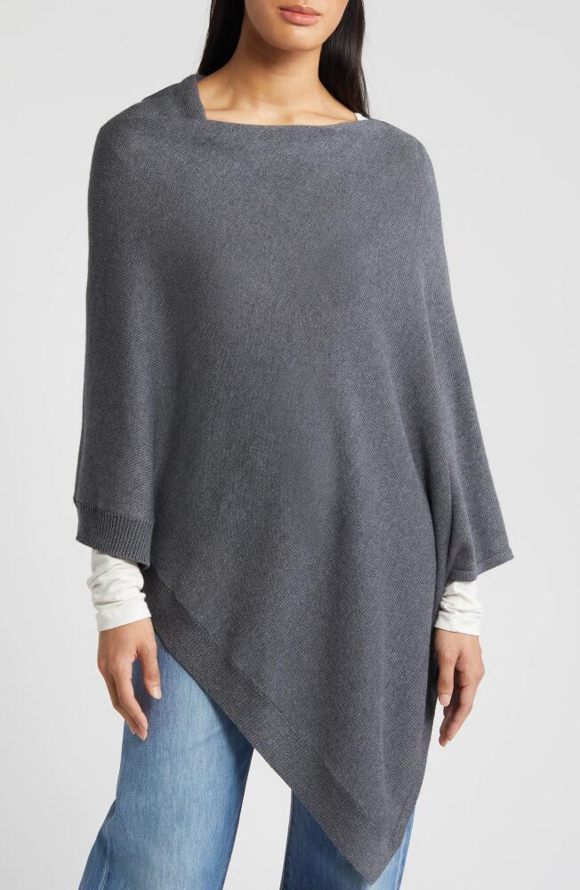 Nordstrom Asymmetric Poncho in Charcoal Heather Cover