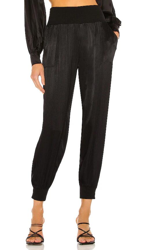 Bobi BLACK Sleek Textured Pant in Black Cover