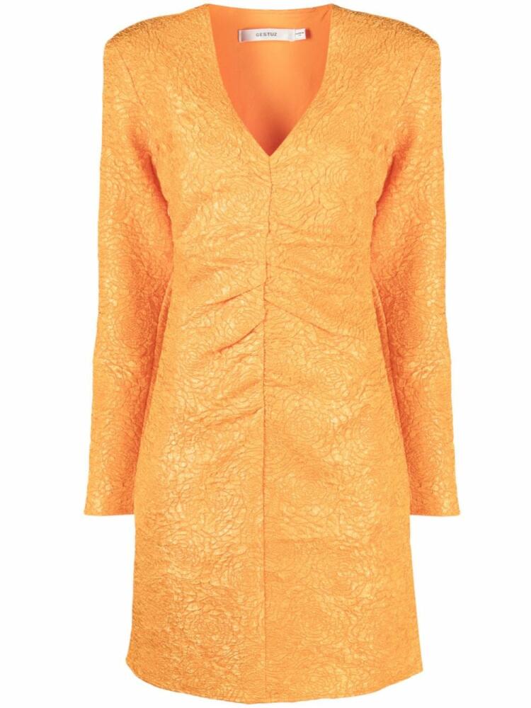 Gestuz jacquard V-neck dress - Orange Cover