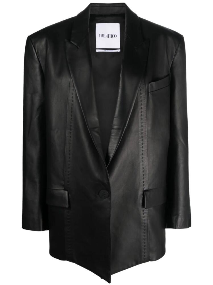 The Attico single-breasted leather blazer - Black Cover