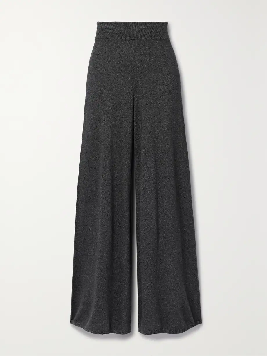 LESET - Zoe Knitted Wide-leg Pants - Gray Cover