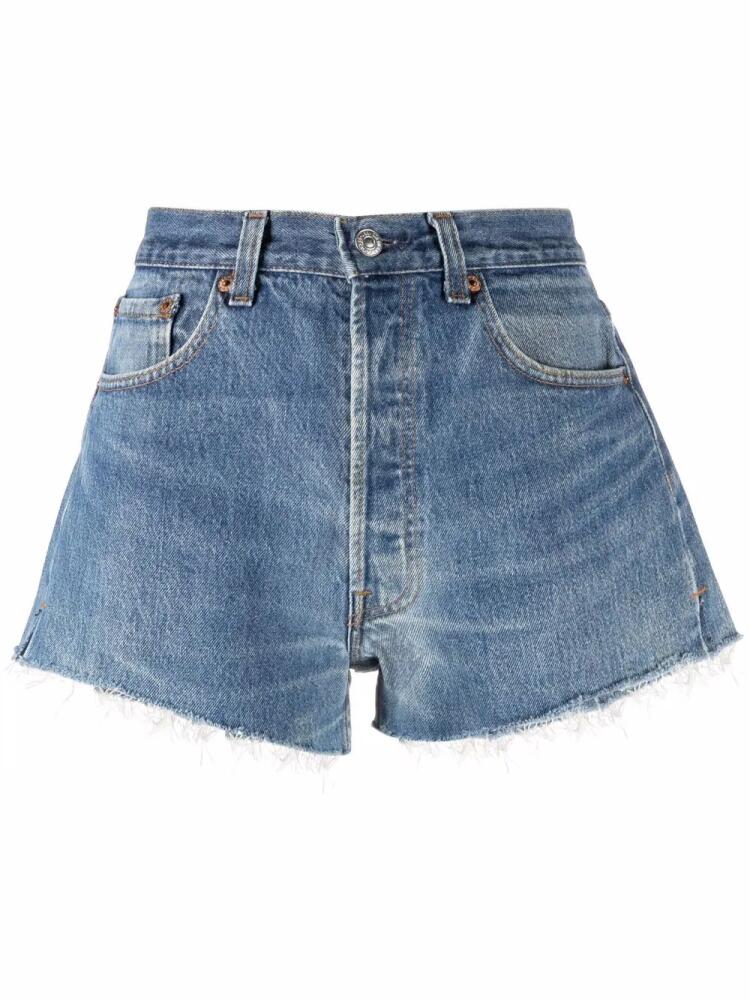 RE/DONE raw-edge denim shorts - Blue Cover