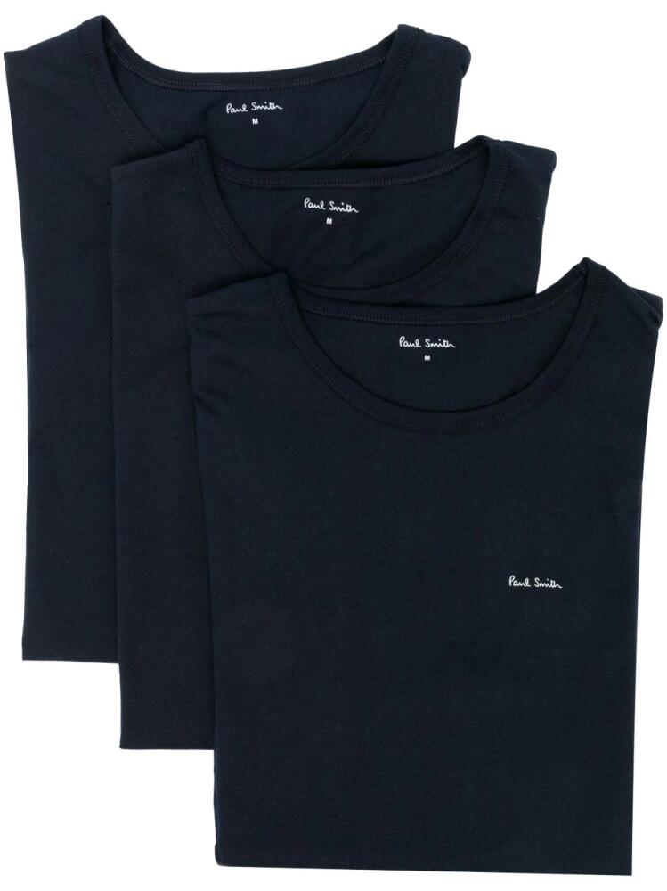 Paul Smith logo-print cotton T-shirt (pack of three) - Blue Cover