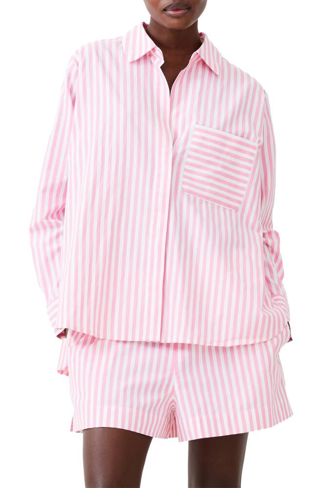 French Connection Thick Stripe Shirt in Aurora Pink/Linen White Cover