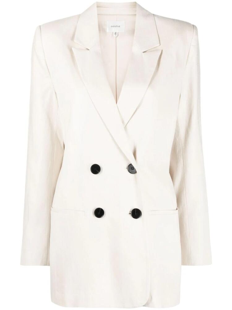 Gestuz double-breasted lyocell blazer - Neutrals Cover