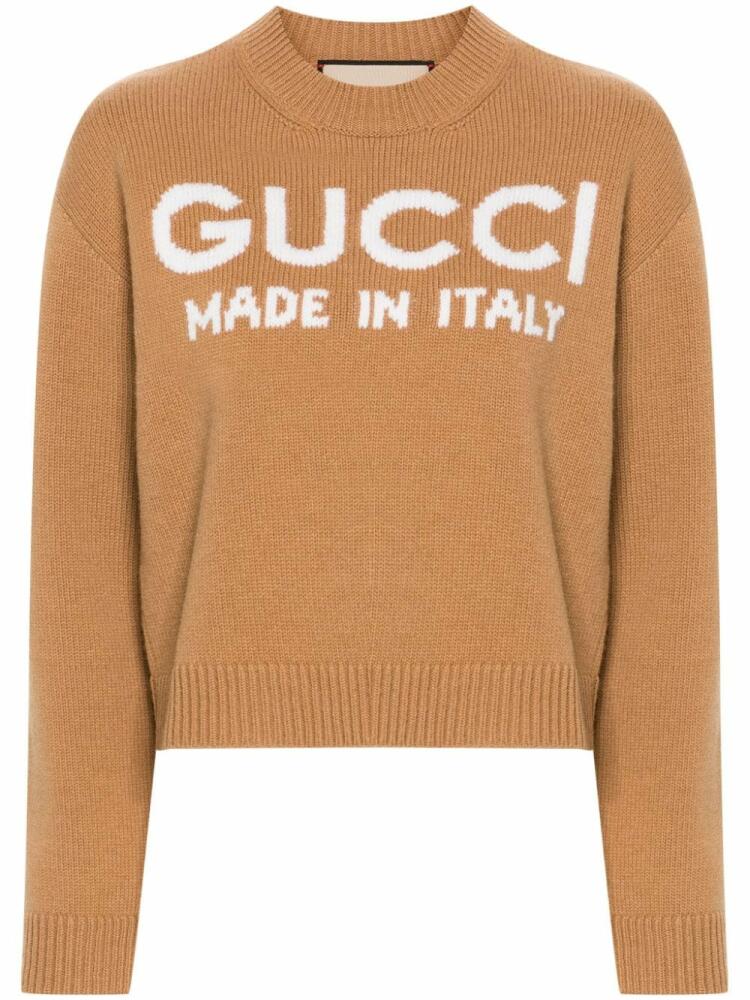 Gucci logo-intarsia wool jumper - Neutrals Cover