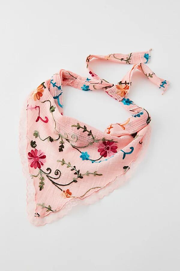 Embroidered Floral Headscarf in Pink Cover