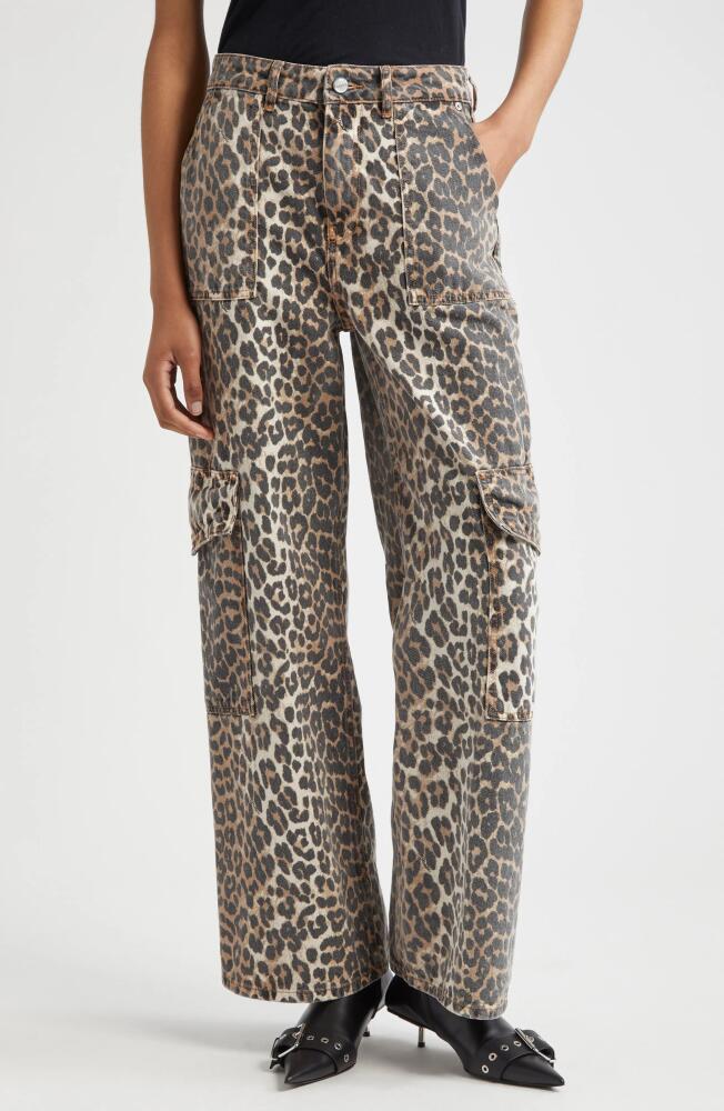 Ganni Angi Leopard Print Cargo Jeans Cover