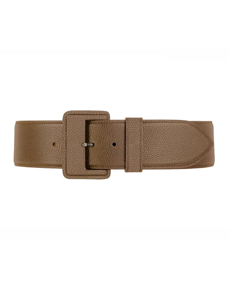 Vaincourt Paris La Merveilleuse Large Pebbled Leather Belt with Covered Buckle Cover