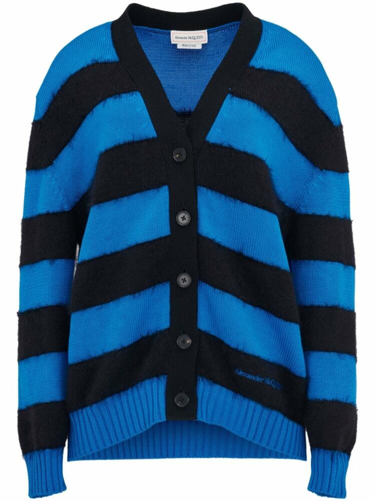 Alexander McQueen striped cotton cardigan - Blue Cover