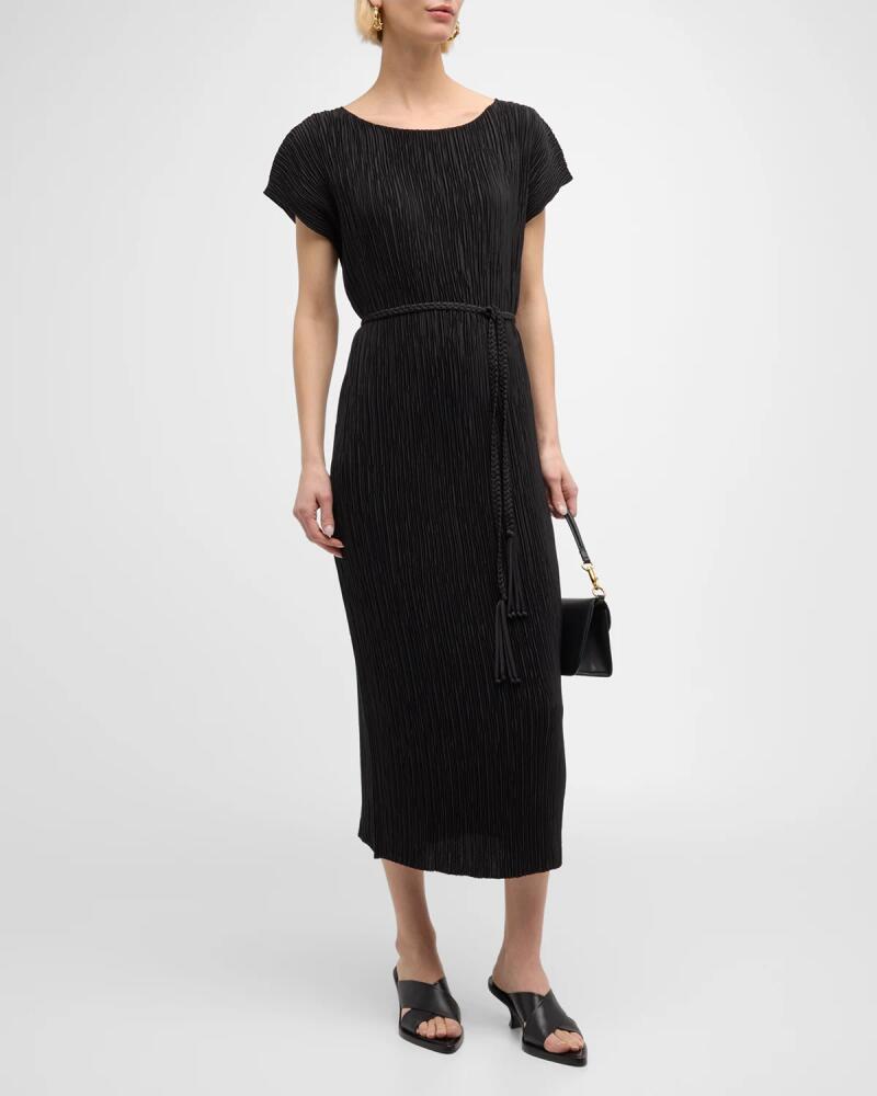 Lafayette 148 New York Pleated Tie-Waist Column Midi Dress Cover