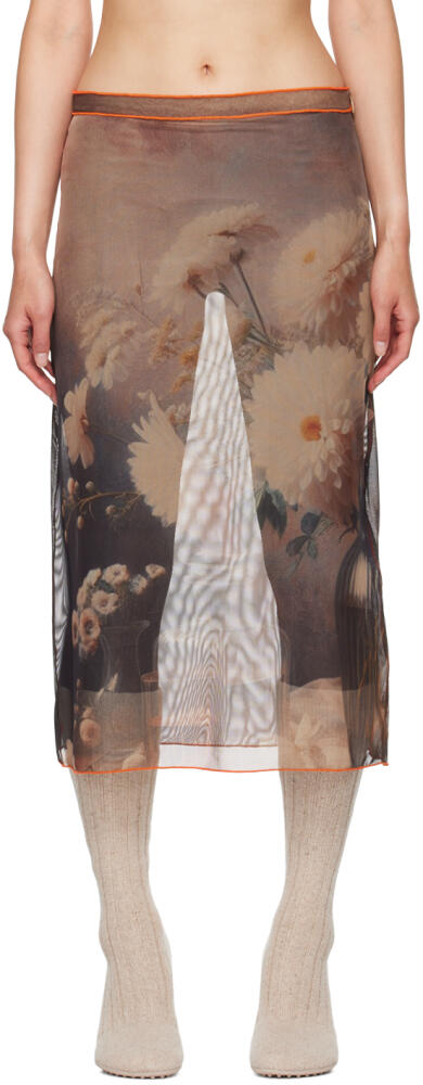 Rokh Multicolor Vase Of Flowers Printed Midi Skirt Cover