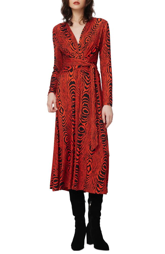 DVF Dorothee Long Sleeve Tie Waist Dress in Wood Grain Red Cover