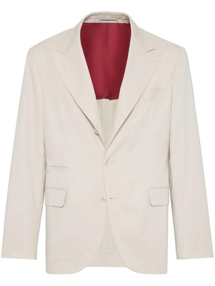 Brunello Cucinelli deconstructed gabardine large lapels blazer - Neutrals Cover