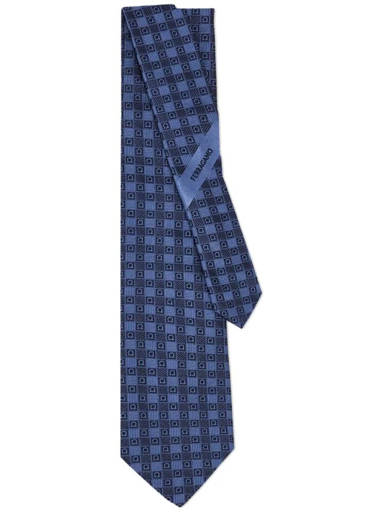 Ferragamo Gancini Jacquard Silk Tie - Blue Cover