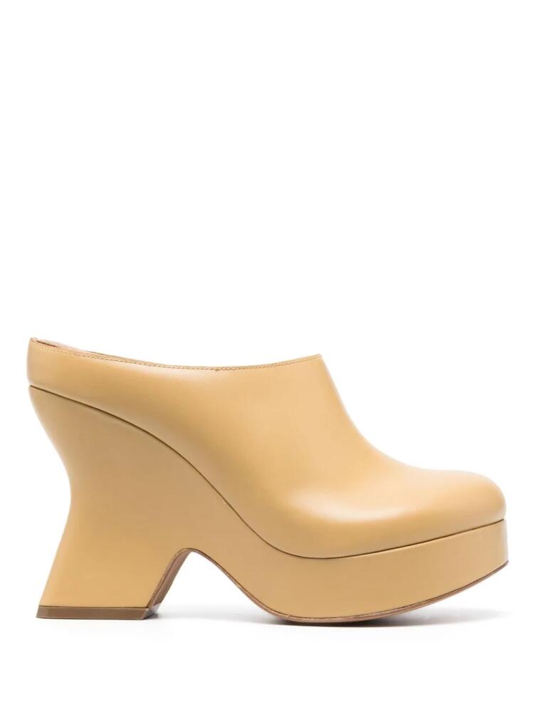 LOEWE Terra 110mm leather wedge clog - Neutrals Cover