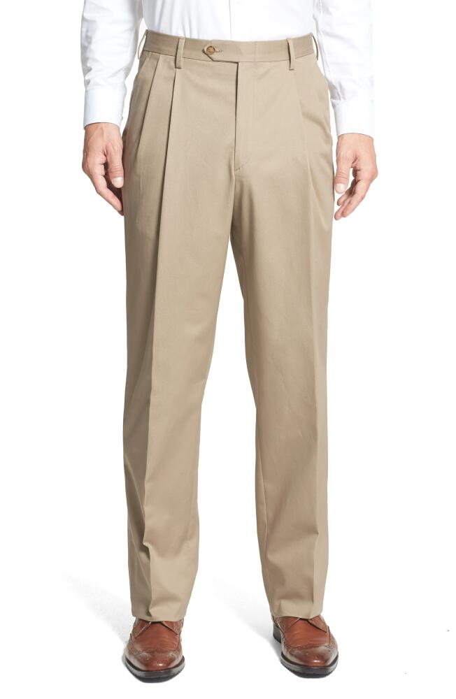 Berle Pleated Classic Fit Cotton Dress Pants in Khaki Cover