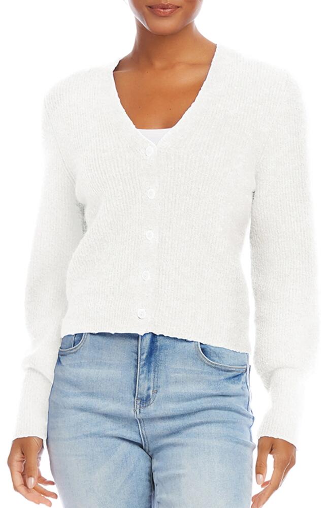 Karen Kane V-Neck Rib Cardigan in Off White Cover