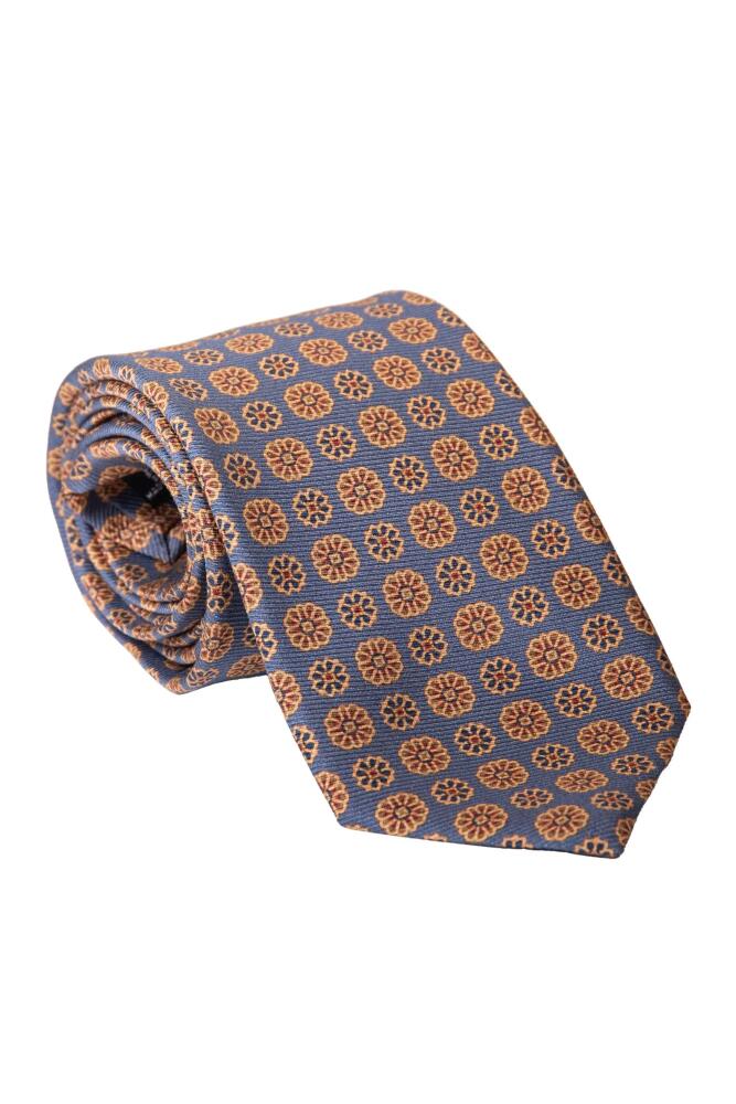 Elizabetta Claudius - Extra Long Printed Silk Tie for Men in Venetian Blue Cover