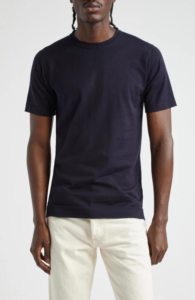 John Smedley Lorca Crewneck T-Shirt in Navy Cover