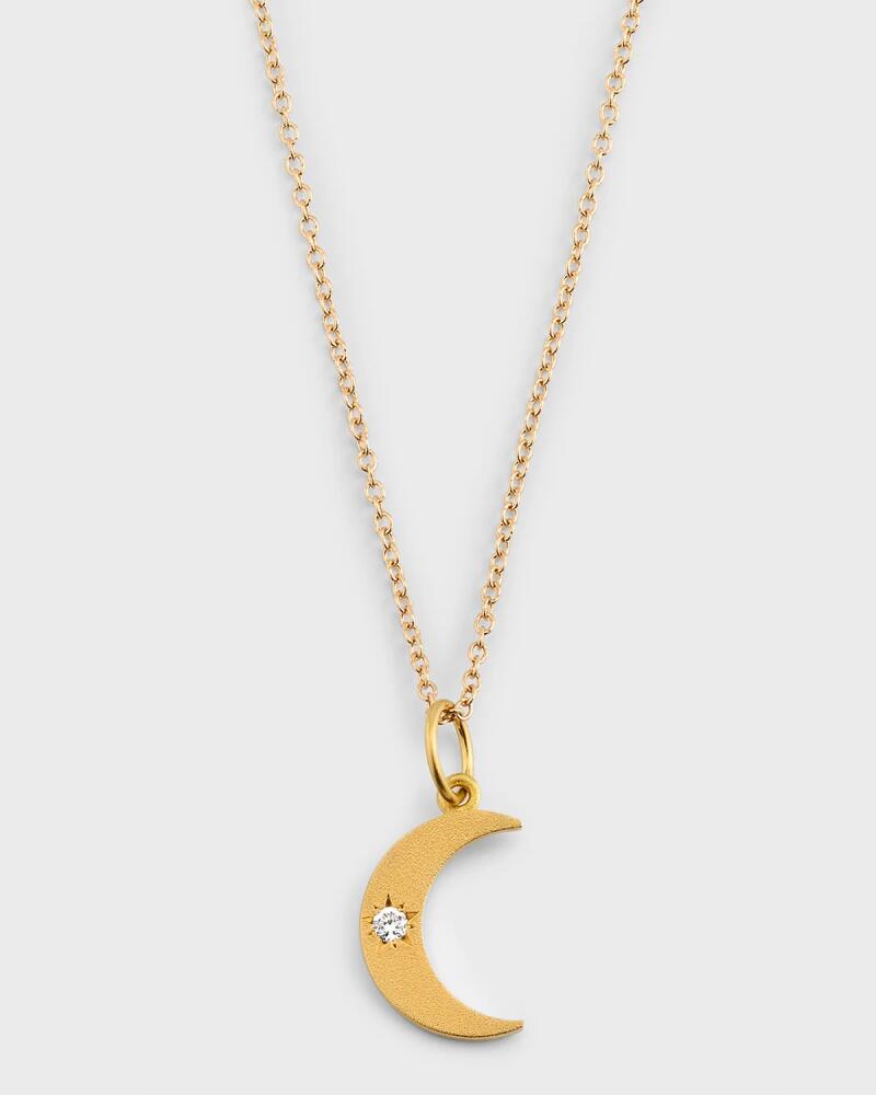 Andrea Fohrman 14K Yellow Gold Small Crescent Moon Phase Diamond Pendant Necklace Cover