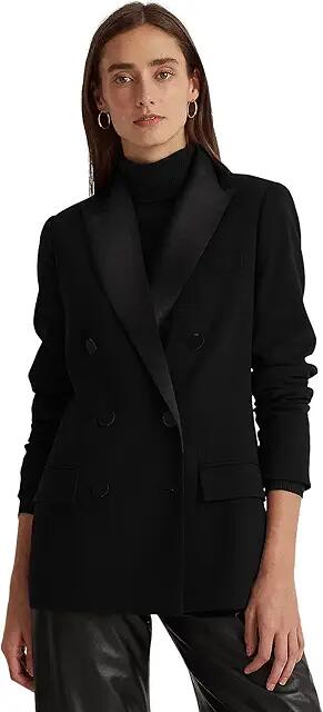 Lauren Ralph Lauren Wool Crepe Double-Breasted Blazer (Polo Black) Women's Clothing Cover