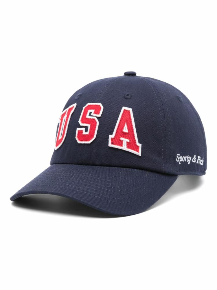 Sporty & Rich USA-patch cap - Blue Cover