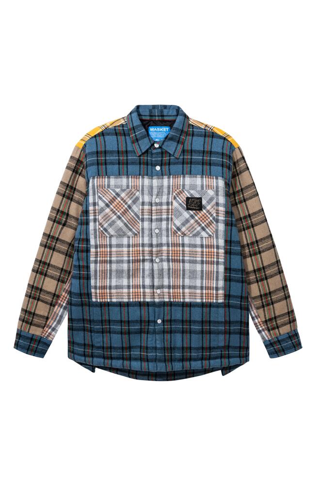 MARKET Thrift Flannel Snap-Up Shirt in Blue Multi Cover