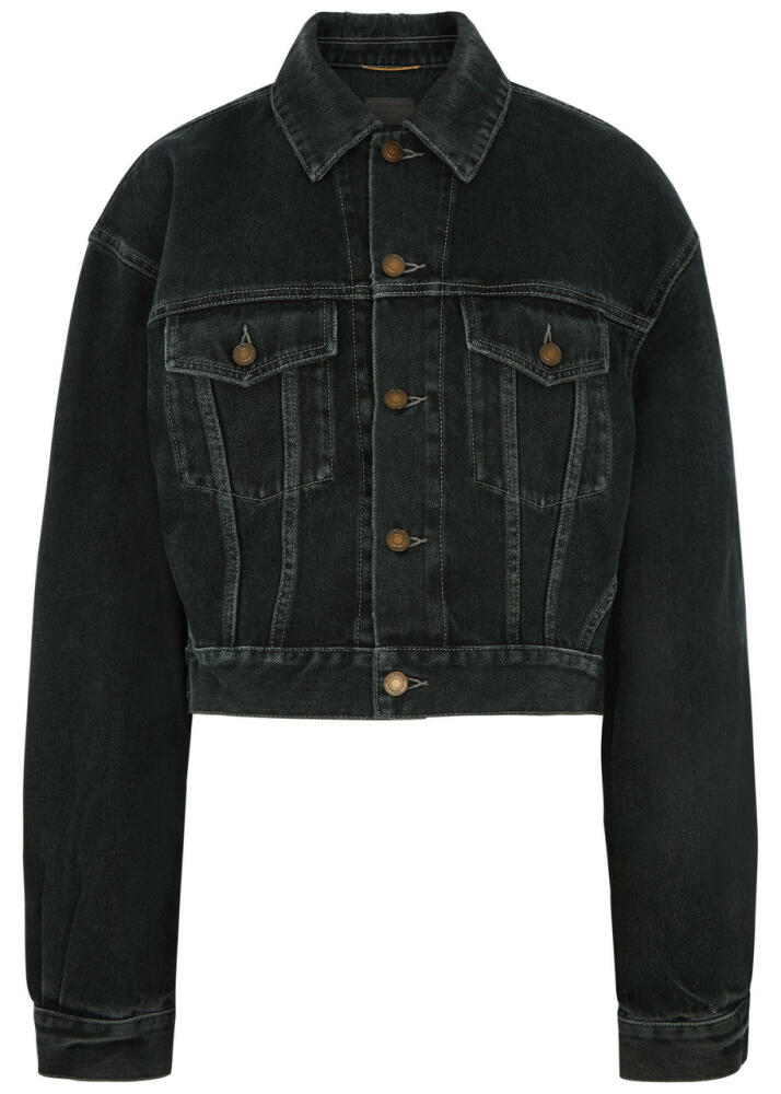 Saint Laurent Cropped Denim Jacket - Dark Blue Cover