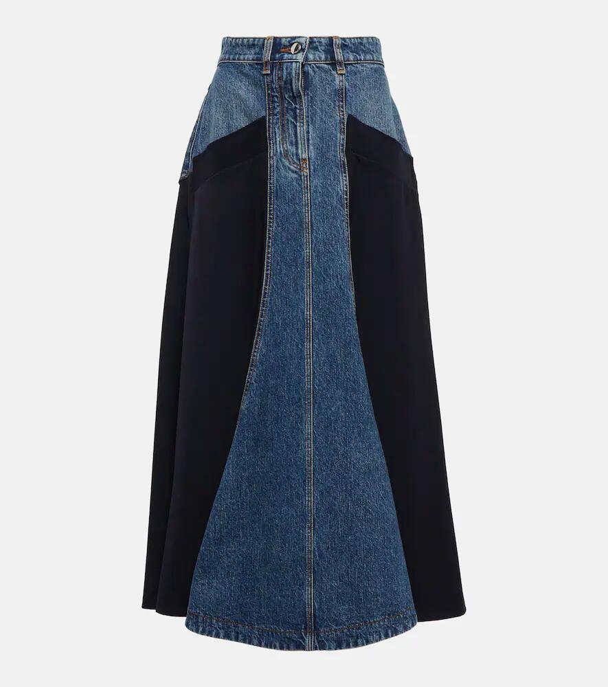 Chloé Denim and wool gabardine midi skirt Cover