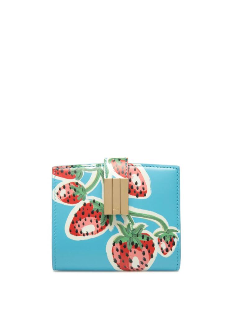 Bally Ollam strawberry-print leather wallet - Blue Cover