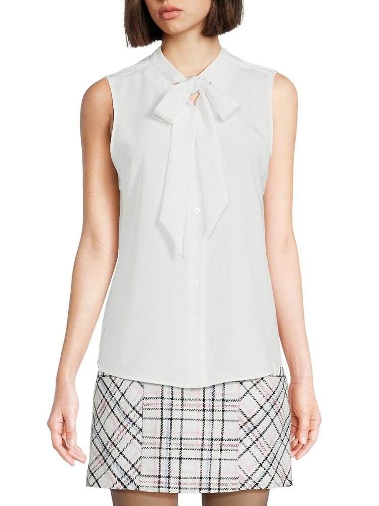 Karl Lagerfeld Paris Women's Sleeveless Tie Front Blouse - Soft White Cover