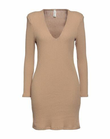 Souvenir Woman Mini dress Light brown Polyester, Viscose, Elastic fibres Cover