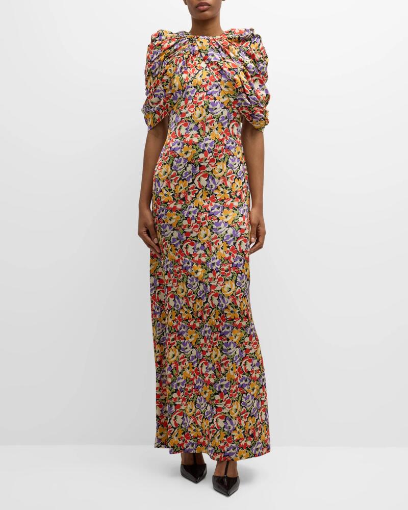 Stella McCartney Ultra Floral-Print Draped Gown Cover