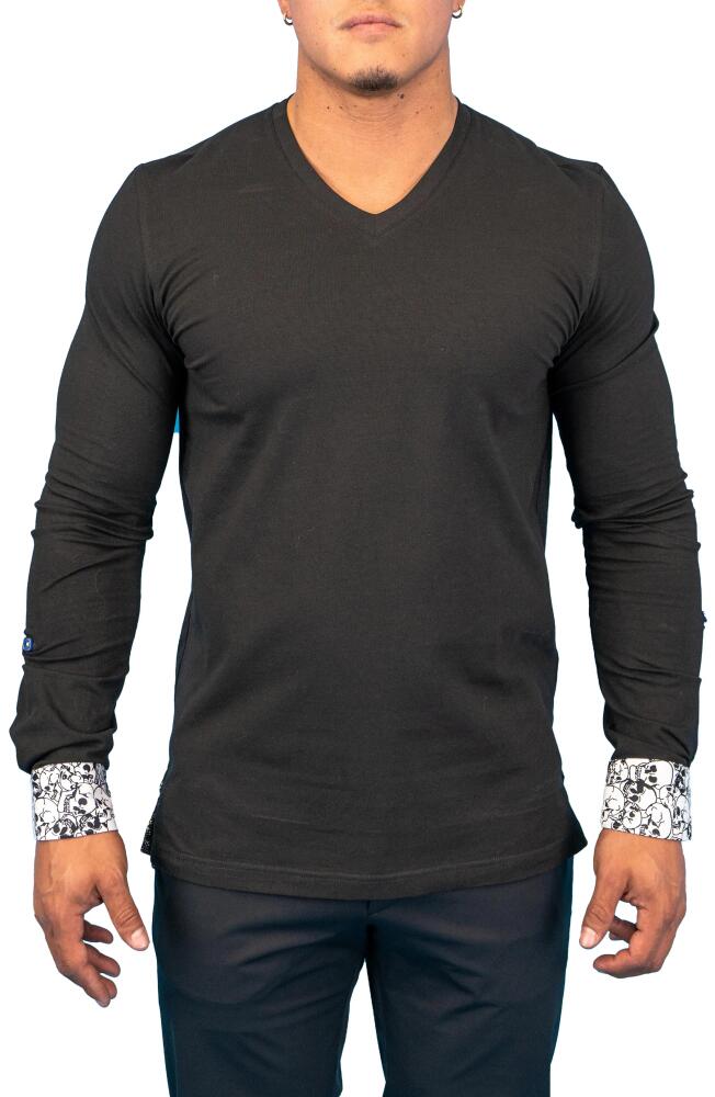 Maceoo Edison Skullcuff Black V-Neck Long Sleeve T-Shirt Cover