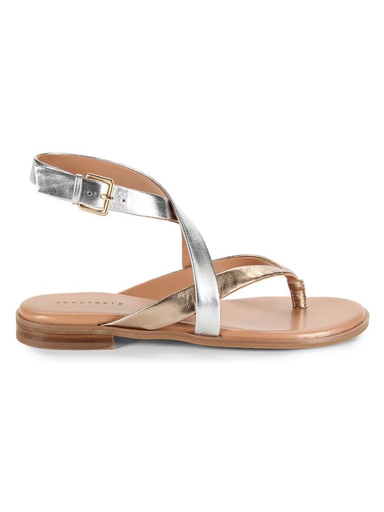 Sanctuary Women's Sincere Strappy Leather Flat Sandals - Nude Bronze Cover