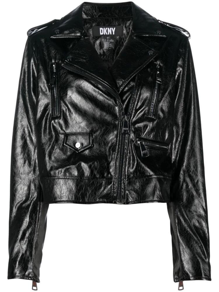 DKNY high-shine finish biker jacket - Black Cover