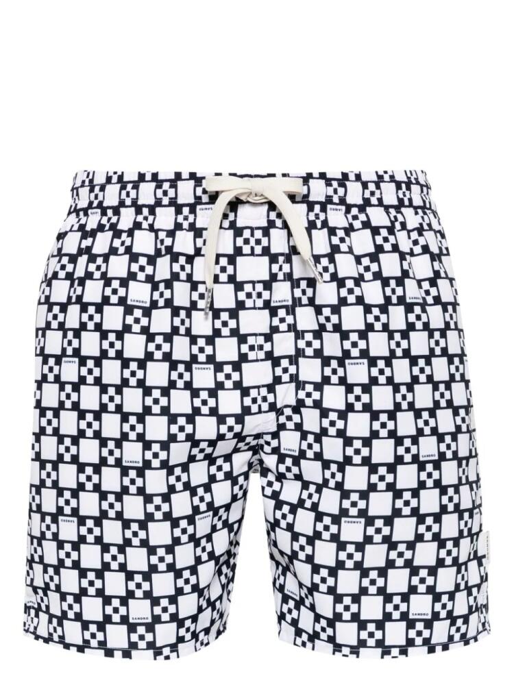 SANDRO Square Cross swim shorts - White Cover