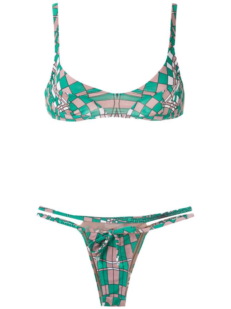 Amir Slama geometric print bikini set - Green Cover