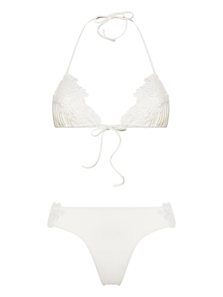 Ermanno Scervino floral-crochet triangle bikini - White Cover