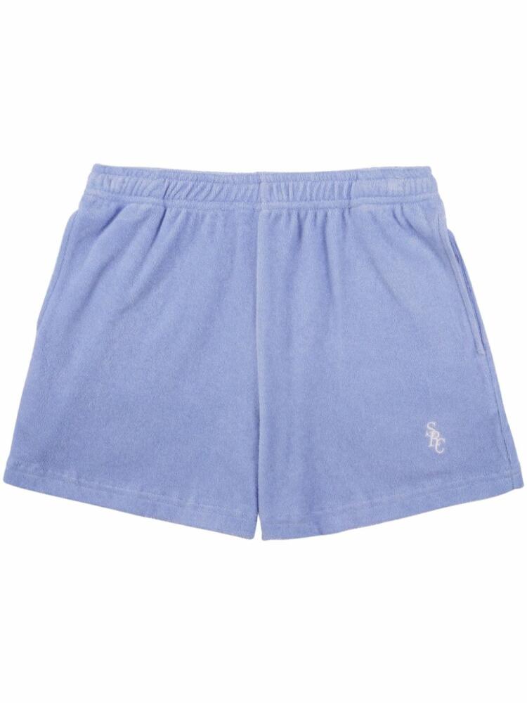 Sporty & Rich logo-embroidered terry-cloth shorts - Blue Cover