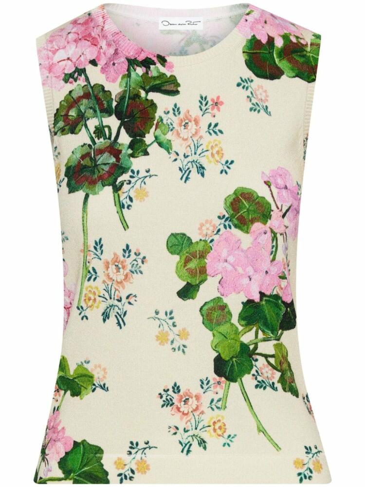 Oscar de la Renta geranium-print tank top - Neutrals Cover