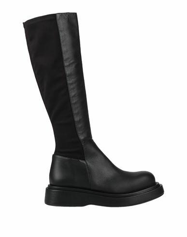 Paloma Barceló Woman Boot Black Soft Leather, Textile fibers Cover