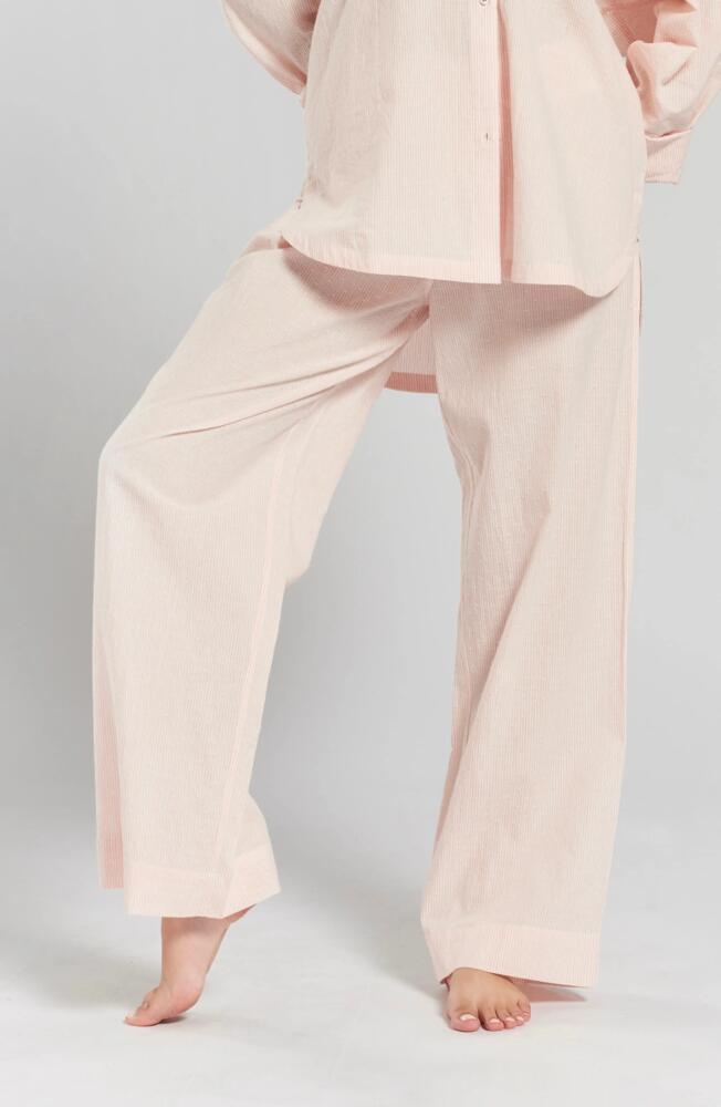 PEACHAUS Chicory Striped Woven-Cotton Pajama Pants in Dawnlight Coral Cover