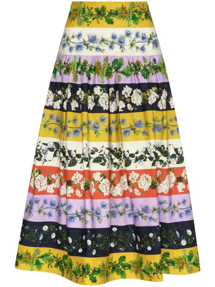 Oscar de la Renta botanical-print poplin skirt - Multicolour Cover