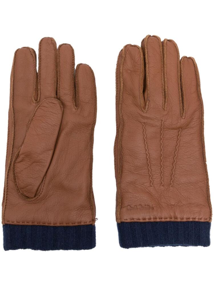 Paul Smith logo-debossed leather gloves - Brown Cover